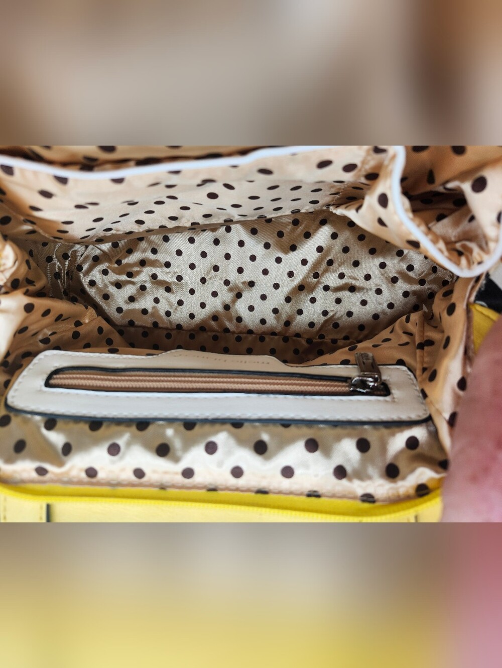 Melie Biiano Yellow Black White Striped Studded Satchel Tassels Luxury Vegan - Picture 7 of 7